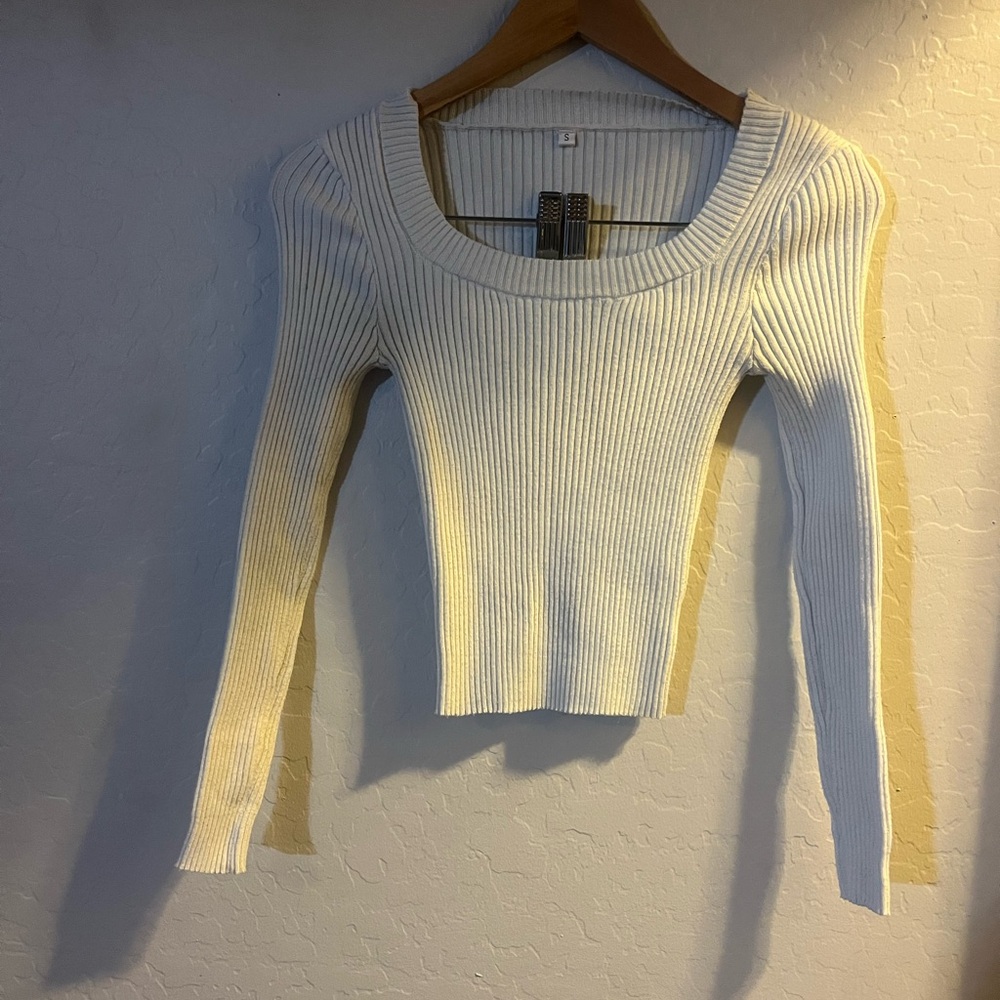 Women's Ribbed Knit Sweater - Cream